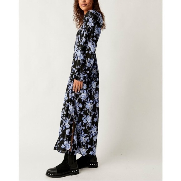 Free People Jaymes Floral Print Midi Long Sleeve Dress - Picture 3 of 13
